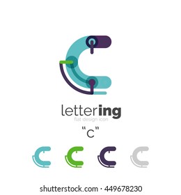 Letter logo line concept isolated on white. Connected color segments