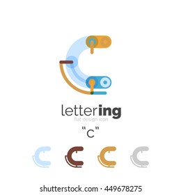 Letter logo line concept isolated on white. Connected color segments