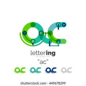 Concepto de línea de logo de carta aislado en blanco. Segmentos de color conectados