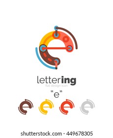 Concepto de línea de logo de carta aislado en blanco. Segmentos de color conectados