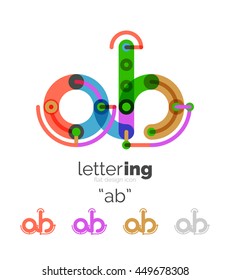 Letter logo line concept isolated on white. Connected color segments