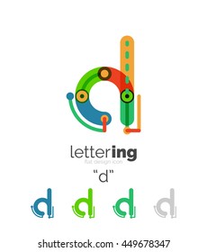 Concepto de línea de logo de carta aislado en blanco. Segmentos de color conectados