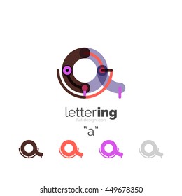 Concepto de línea de logo de carta aislado en blanco. Segmentos de color conectados