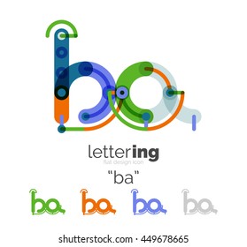 Letter logo line concept isolated on white. Connected color segments
