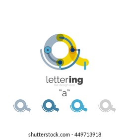 Concepto de línea de logo de carta aislado en blanco. Segmentos de color conectados