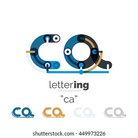 Letter logo line concept isolated on white. Connected color segments