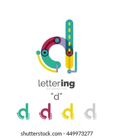 Letter logo line concept isolated on white. Connected color segments