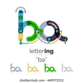Letter logo line concept isolated on white. Connected color segments