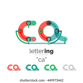 Letter logo line concept isolated on white. Connected color segments