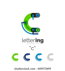 Letter logo line concept isolated on white. Connected color segments