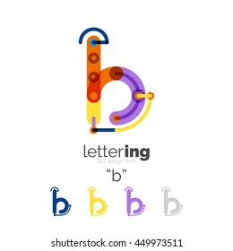 Letter logo line concept isolated on white. Connected color segments
