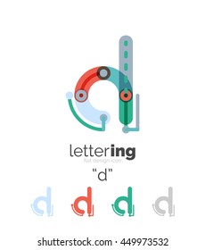Concepto de línea de logo de carta aislado en blanco. Segmentos de color conectados