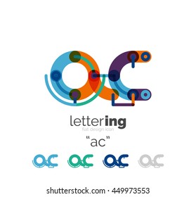 Letter logo line concept isolated on white. Connected color segments