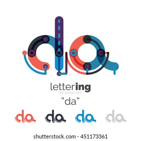 Letter logo line concept isolated on white. Connected color segments