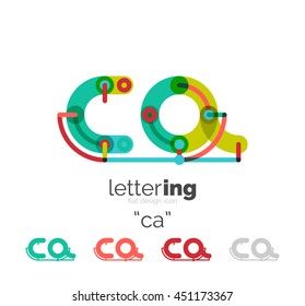 Letter logo line concept isolated on white. Connected color segments