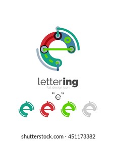 Letter logo line concept isolated on white. Connected color segments