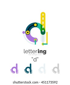 Letter logo line concept isolated on white. Connected color segments