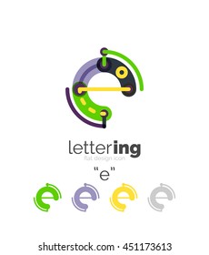 Concepto de línea de logo de carta aislado en blanco. Segmentos de color conectados