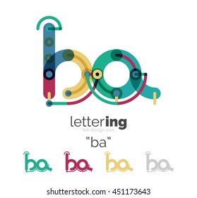 Letter logo line concept isolated on white. Connected color segments