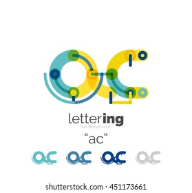 Concepto de línea de logo de carta aislado en blanco. Segmentos de color conectados