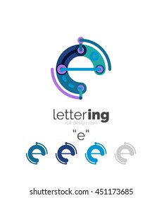 Letter logo line concept isolated on white. Connected color segments