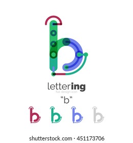 Letter logo line concept isolated on white. Connected color segments