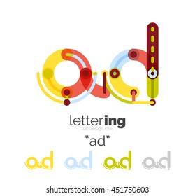 Concepto de línea de logo de carta aislado en blanco. Segmentos de color conectados