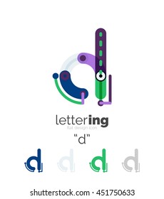 Concepto de línea de logo de carta aislado en blanco. Segmentos de color conectados