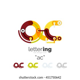 Letter logo line concept isolated on white. Connected color segments