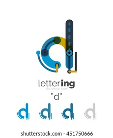 Concepto de línea de logo de carta aislado en blanco. Segmentos de color conectados