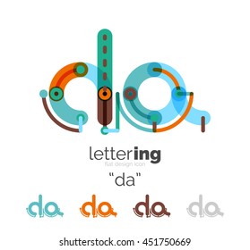 Concepto de línea de logo de carta aislado en blanco. Segmentos de color conectados