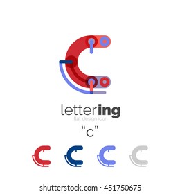 Logo-Zeilenkonzept für Buchstaben einzeln auf Weiß. Verbundene Farbsegmente