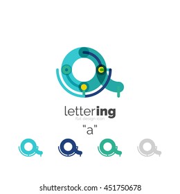 Letter logo line concept isolated on white. Connected color segments