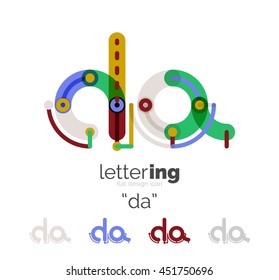 Logo-Zeilenkonzept für Buchstaben einzeln auf Weiß. Verbundene Farbsegmente