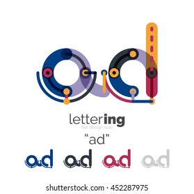 Letter logo line concept isolated on white. Connected color segments