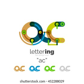Concepto de línea de logo de carta aislado en blanco. Segmentos de color conectados