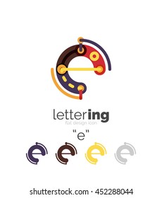 Letter logo line concept isolated on white. Connected color segments