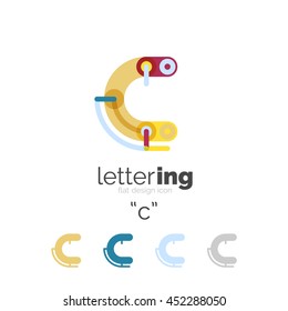 Concepto de línea de logo de carta aislado en blanco. Segmentos de color conectados