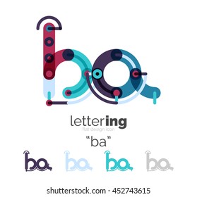 Letter logo line concept isolated on white. Connected color segments