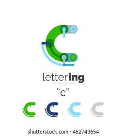 Logo-Zeilenkonzept für Buchstaben einzeln auf Weiß. Verbundene Farbsegmente