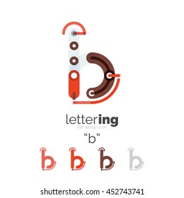 Letter logo line concept isolated on white. Connected color segments