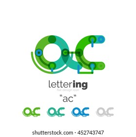 Letter logo line concept isolated on white. Connected color segments