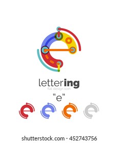 Letter logo line concept isolated on white. Connected color segments