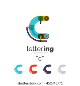 Logo-Zeilenkonzept für Buchstaben einzeln auf Weiß. Verbundene Farbsegmente