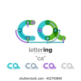 Letter logo line concept isolated on white. Connected color segments