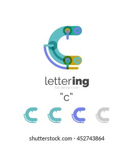 Letter logo line concept isolated on white. Connected color segments