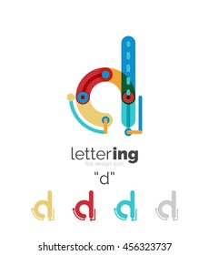 Concepto de línea de logo de carta aislado en blanco. Segmentos de color conectados
