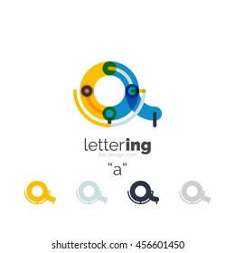 Letter logo line concept isolated on white. Connected color segments