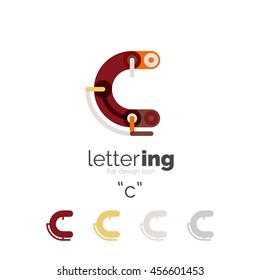 Letter logo line concept isolated on white. Connected color segments