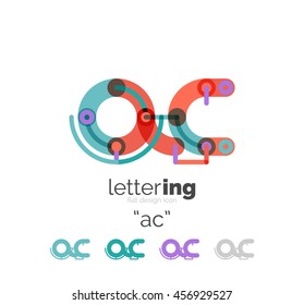 Conceito de linha de logotipo de letra isolado em branco. Segmentos de cor conectados